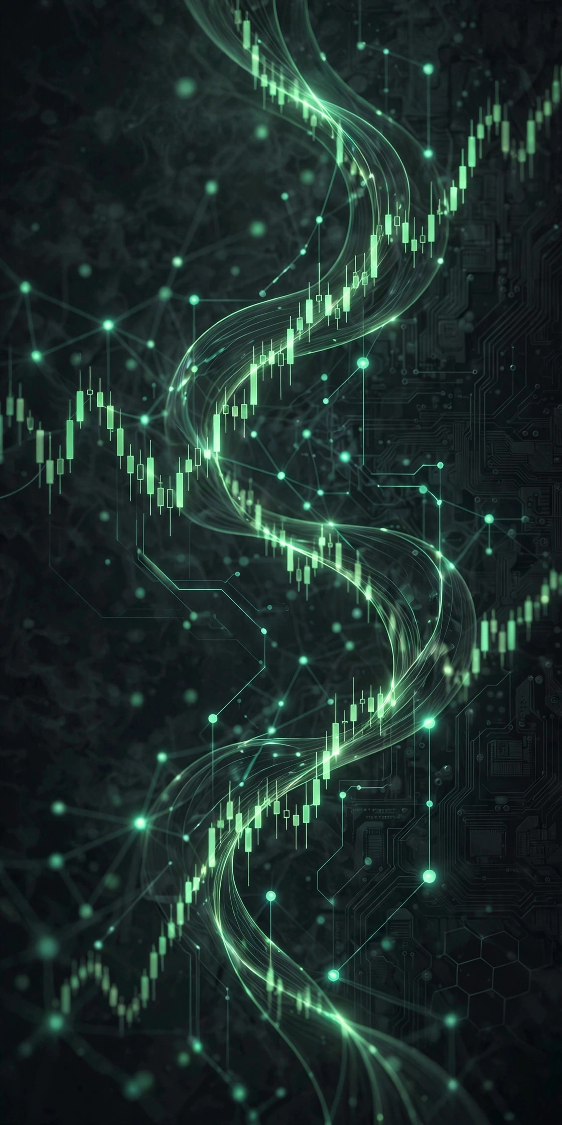 Abstract visualization of the Zaverse AI trading engine